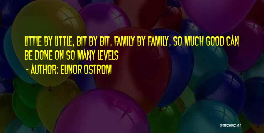 Elinor Ostrom Quotes: Little By Little, Bit By Bit, Family By Family, So Much Good Can Be Done On So Many Levels