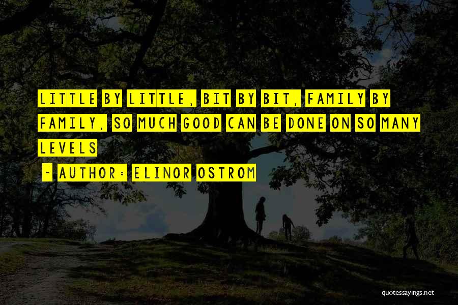 Elinor Ostrom Quotes: Little By Little, Bit By Bit, Family By Family, So Much Good Can Be Done On So Many Levels