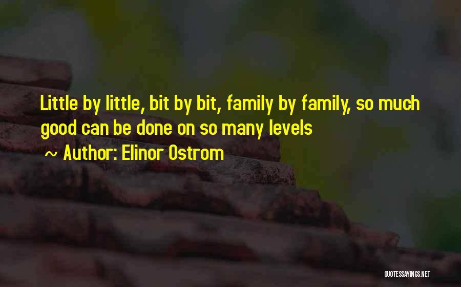 Elinor Ostrom Quotes: Little By Little, Bit By Bit, Family By Family, So Much Good Can Be Done On So Many Levels