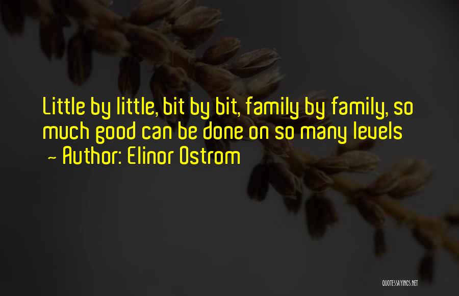 Elinor Ostrom Quotes: Little By Little, Bit By Bit, Family By Family, So Much Good Can Be Done On So Many Levels