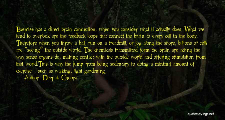 Deepak Chopra Quotes: Exercise Has A Direct Brain Connection, When You Consider What It Actually Does. What We Tend To Overlook Are The