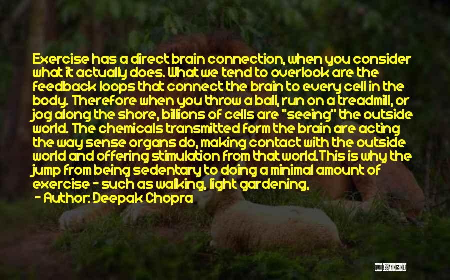 Deepak Chopra Quotes: Exercise Has A Direct Brain Connection, When You Consider What It Actually Does. What We Tend To Overlook Are The