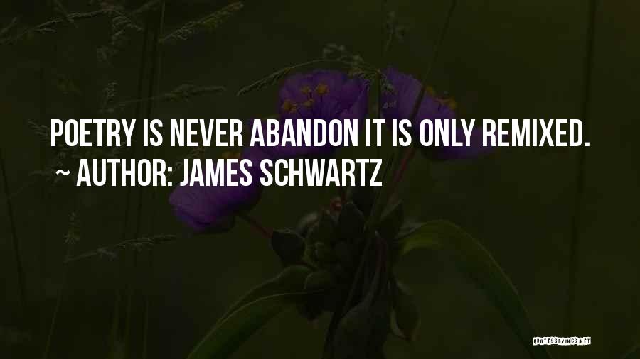 James Schwartz Quotes: Poetry Is Never Abandon It Is Only Remixed.