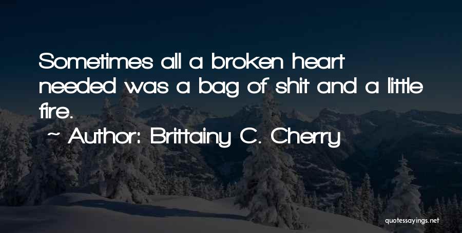 Brittainy C. Cherry Quotes: Sometimes All A Broken Heart Needed Was A Bag Of Shit And A Little Fire.