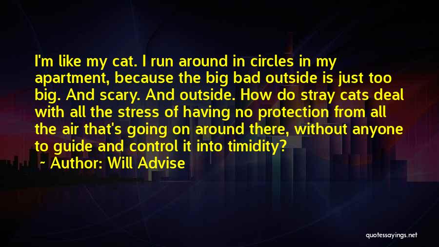 Will Advise Quotes: I'm Like My Cat. I Run Around In Circles In My Apartment, Because The Big Bad Outside Is Just Too