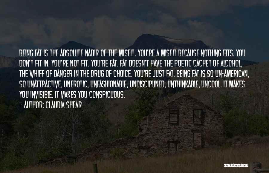 Claudia Shear Quotes: Being Fat Is The Absolute Nadir Of The Misfit. You're A Misfit Because Nothing Fits. You Don't Fit In. You're