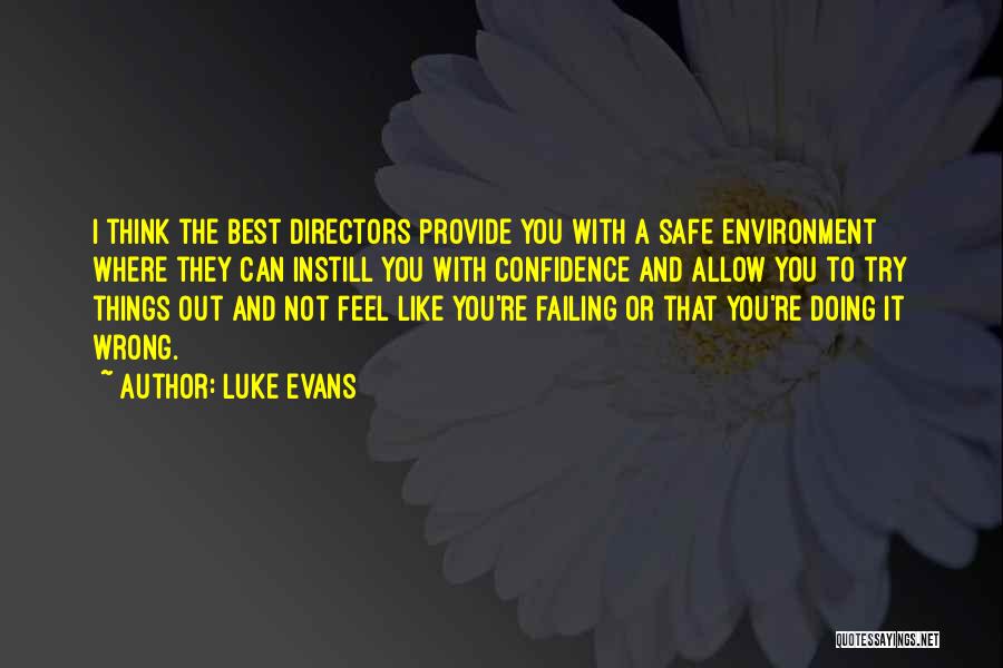 Luke Evans Quotes: I Think The Best Directors Provide You With A Safe Environment Where They Can Instill You With Confidence And Allow