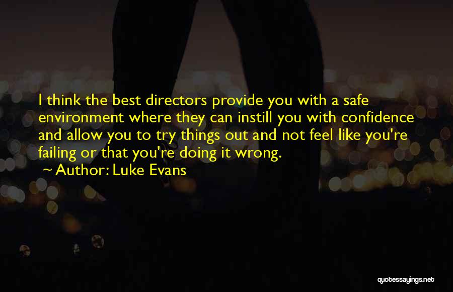 Luke Evans Quotes: I Think The Best Directors Provide You With A Safe Environment Where They Can Instill You With Confidence And Allow