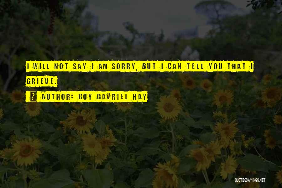 Guy Gavriel Kay Quotes: I Will Not Say I Am Sorry, But I Can Tell You That I Grieve.