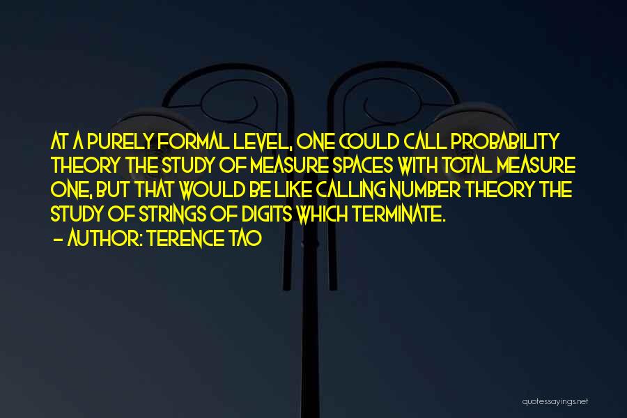 Terence Tao Quotes: At A Purely Formal Level, One Could Call Probability Theory The Study Of Measure Spaces With Total Measure One, But