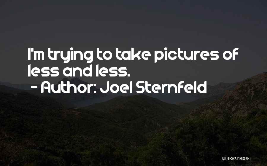 Joel Sternfeld Quotes: I'm Trying To Take Pictures Of Less And Less.