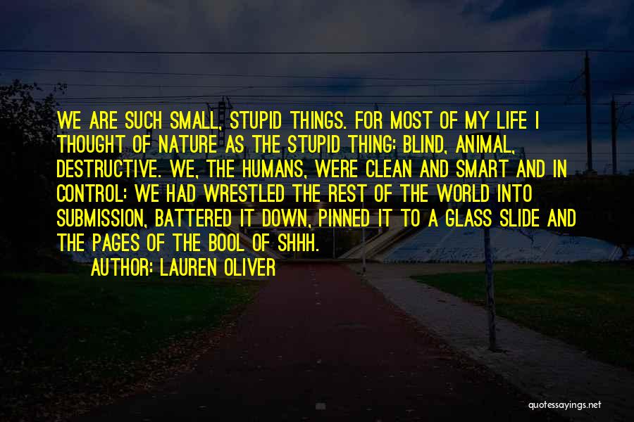 Lauren Oliver Quotes: We Are Such Small, Stupid Things. For Most Of My Life I Thought Of Nature As The Stupid Thing: Blind,