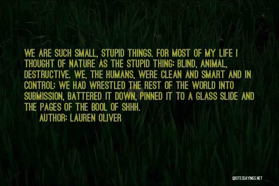 Lauren Oliver Quotes: We Are Such Small, Stupid Things. For Most Of My Life I Thought Of Nature As The Stupid Thing: Blind,