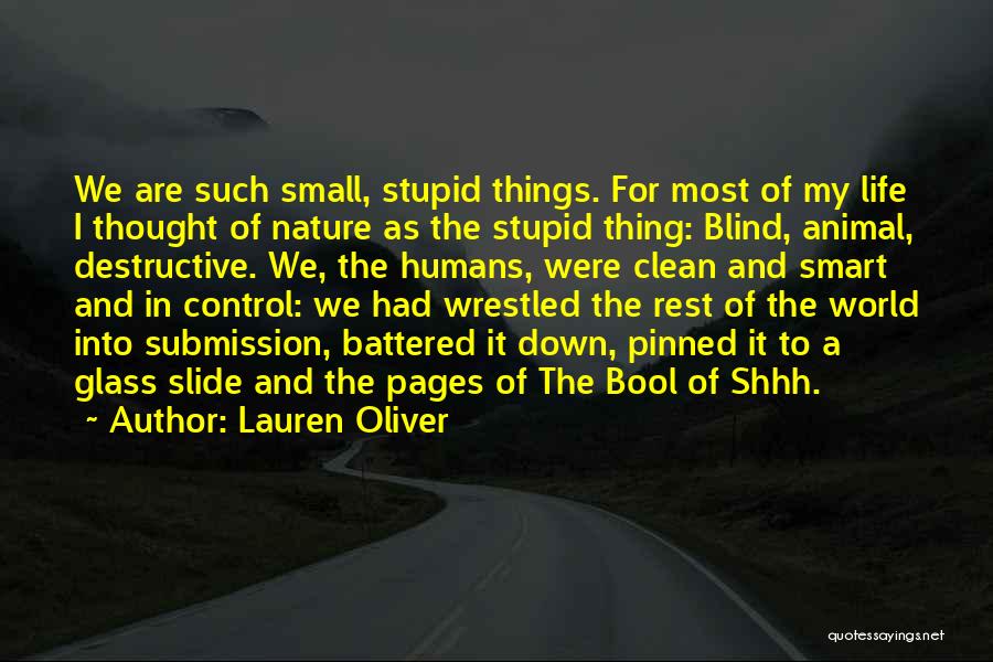 Lauren Oliver Quotes: We Are Such Small, Stupid Things. For Most Of My Life I Thought Of Nature As The Stupid Thing: Blind,