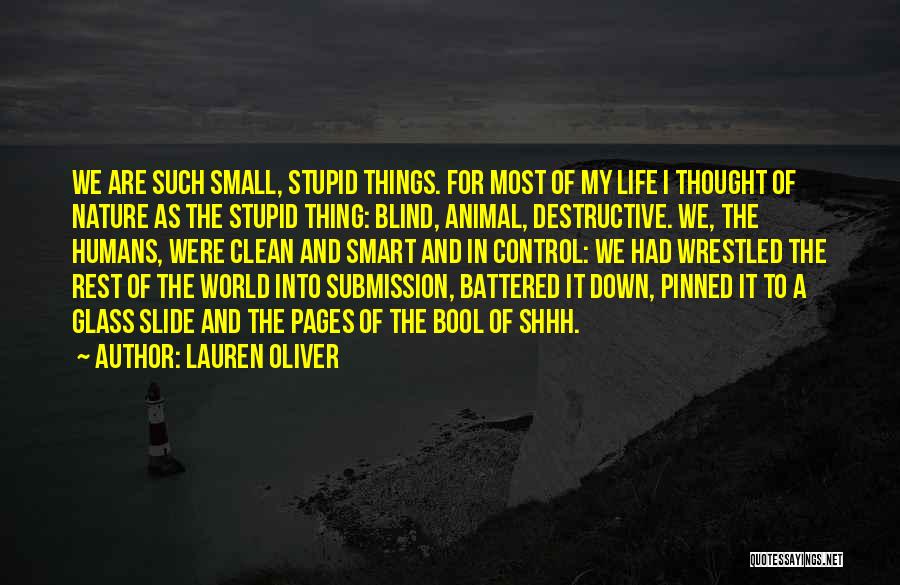 Lauren Oliver Quotes: We Are Such Small, Stupid Things. For Most Of My Life I Thought Of Nature As The Stupid Thing: Blind,