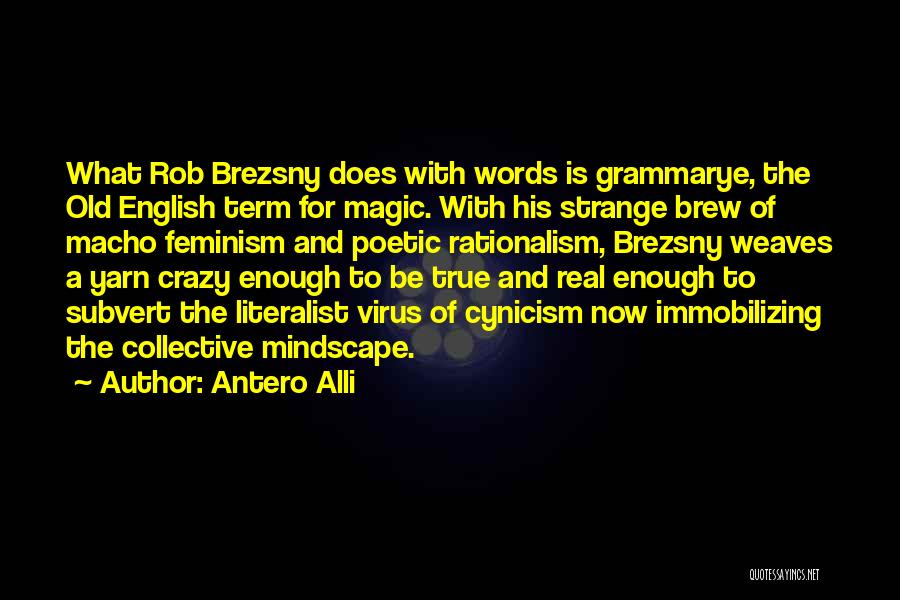 Antero Alli Quotes: What Rob Brezsny Does With Words Is Grammarye, The Old English Term For Magic. With His Strange Brew Of Macho