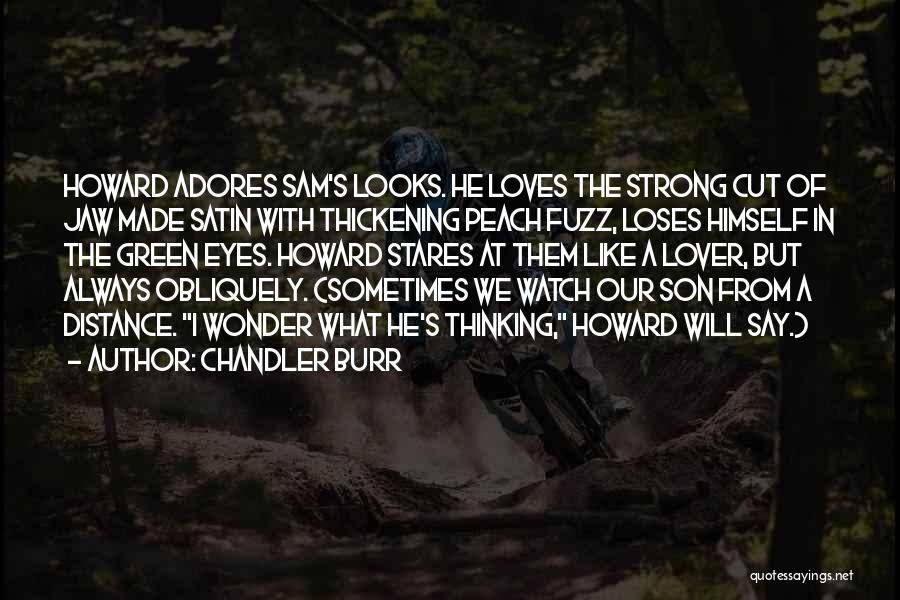 Chandler Burr Quotes: Howard Adores Sam's Looks. He Loves The Strong Cut Of Jaw Made Satin With Thickening Peach Fuzz, Loses Himself In