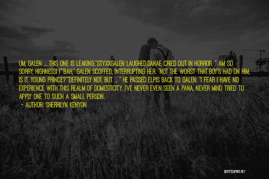 Sherrilyn Kenyon Quotes: Um, Galen ... This One Is Leaking.styxxgalen Laughed.danae Cried Out In Horror. Am So Sorry, Highness! Ibah, Galen Scoffed, Interrupting