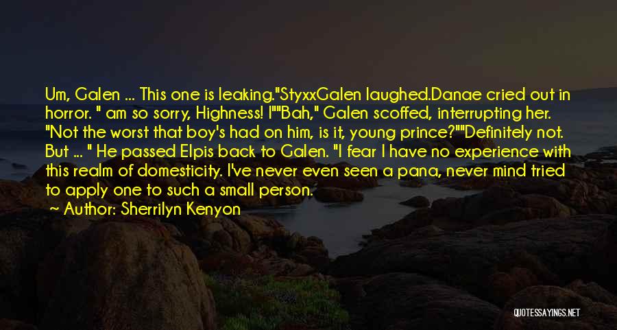 Sherrilyn Kenyon Quotes: Um, Galen ... This One Is Leaking.styxxgalen Laughed.danae Cried Out In Horror. Am So Sorry, Highness! Ibah, Galen Scoffed, Interrupting