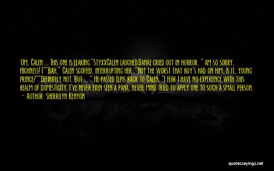 Sherrilyn Kenyon Quotes: Um, Galen ... This One Is Leaking.styxxgalen Laughed.danae Cried Out In Horror. Am So Sorry, Highness! Ibah, Galen Scoffed, Interrupting