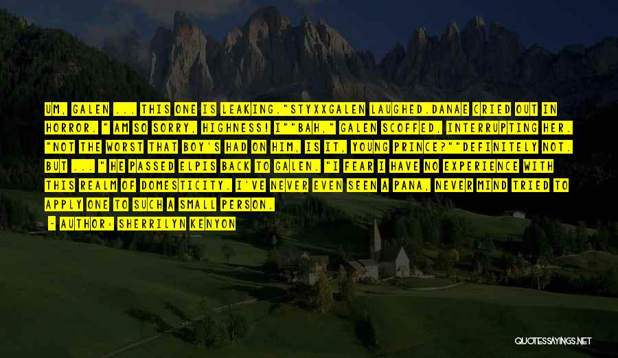 Sherrilyn Kenyon Quotes: Um, Galen ... This One Is Leaking.styxxgalen Laughed.danae Cried Out In Horror. Am So Sorry, Highness! Ibah, Galen Scoffed, Interrupting