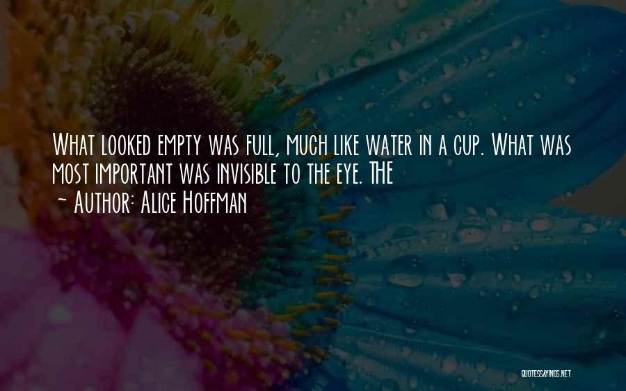 Alice Hoffman Quotes: What Looked Empty Was Full, Much Like Water In A Cup. What Was Most Important Was Invisible To The Eye.