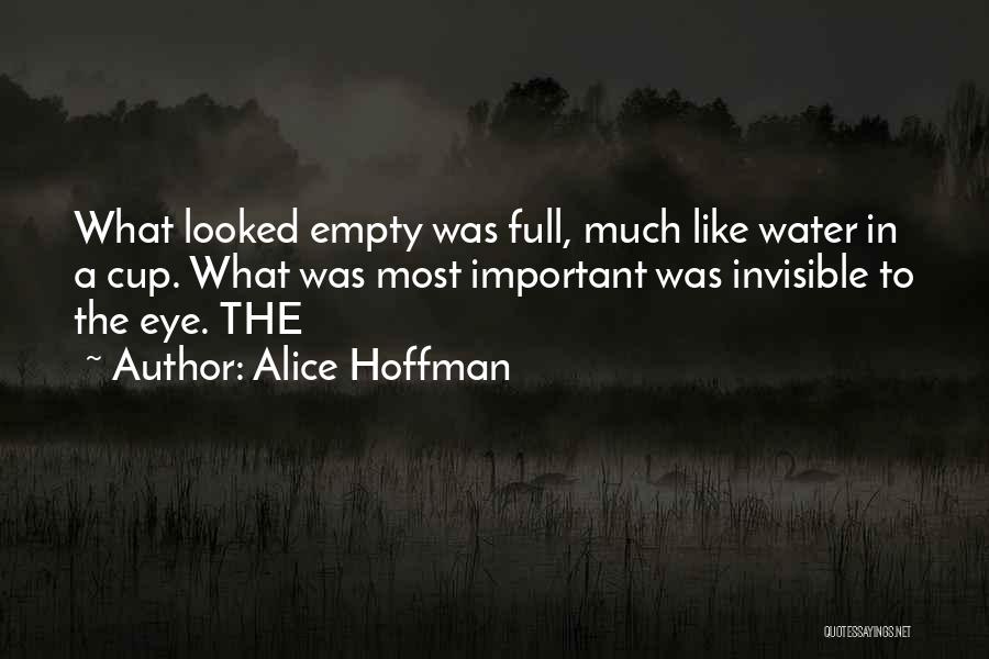 Alice Hoffman Quotes: What Looked Empty Was Full, Much Like Water In A Cup. What Was Most Important Was Invisible To The Eye.