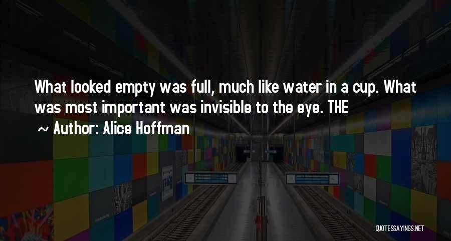 Alice Hoffman Quotes: What Looked Empty Was Full, Much Like Water In A Cup. What Was Most Important Was Invisible To The Eye.