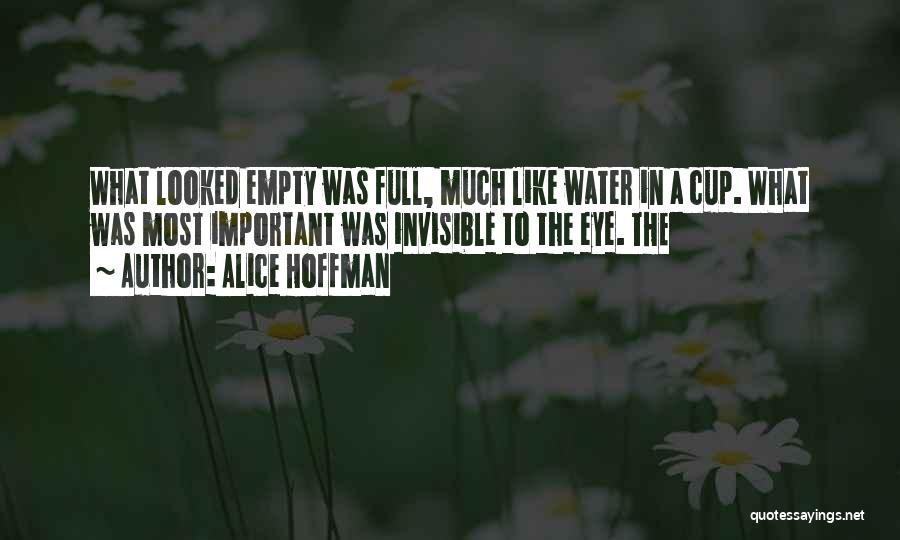 Alice Hoffman Quotes: What Looked Empty Was Full, Much Like Water In A Cup. What Was Most Important Was Invisible To The Eye.