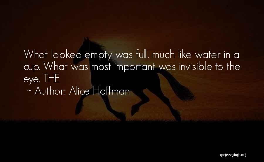 Alice Hoffman Quotes: What Looked Empty Was Full, Much Like Water In A Cup. What Was Most Important Was Invisible To The Eye.