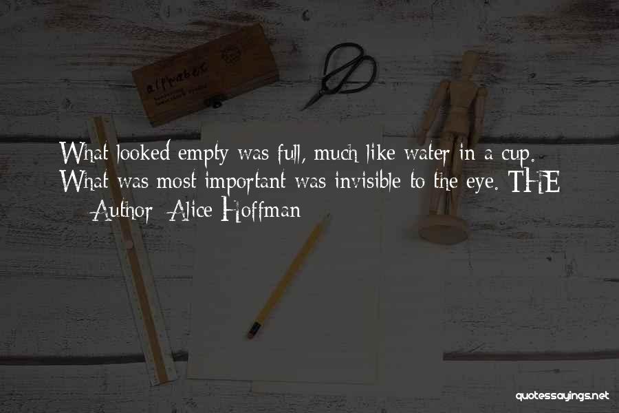 Alice Hoffman Quotes: What Looked Empty Was Full, Much Like Water In A Cup. What Was Most Important Was Invisible To The Eye.