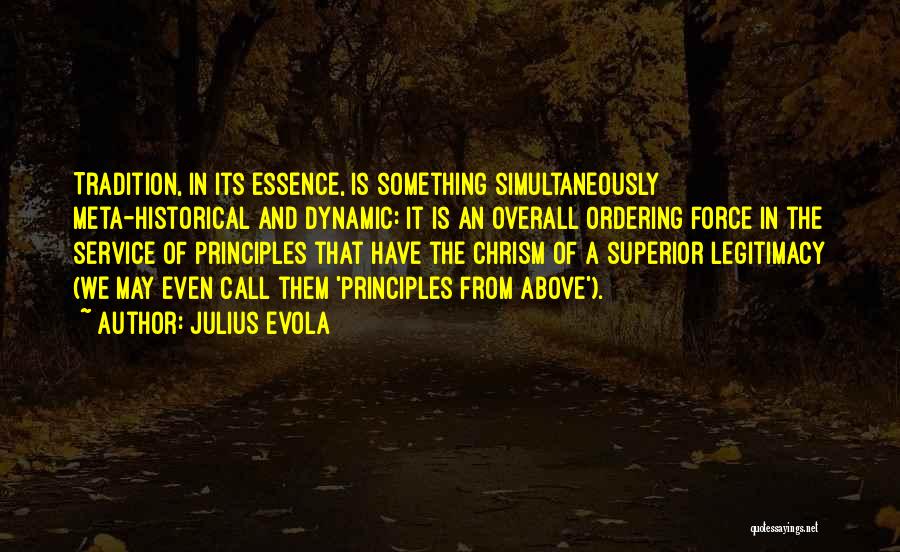 Julius Evola Quotes: Tradition, In Its Essence, Is Something Simultaneously Meta-historical And Dynamic: It Is An Overall Ordering Force In The Service Of