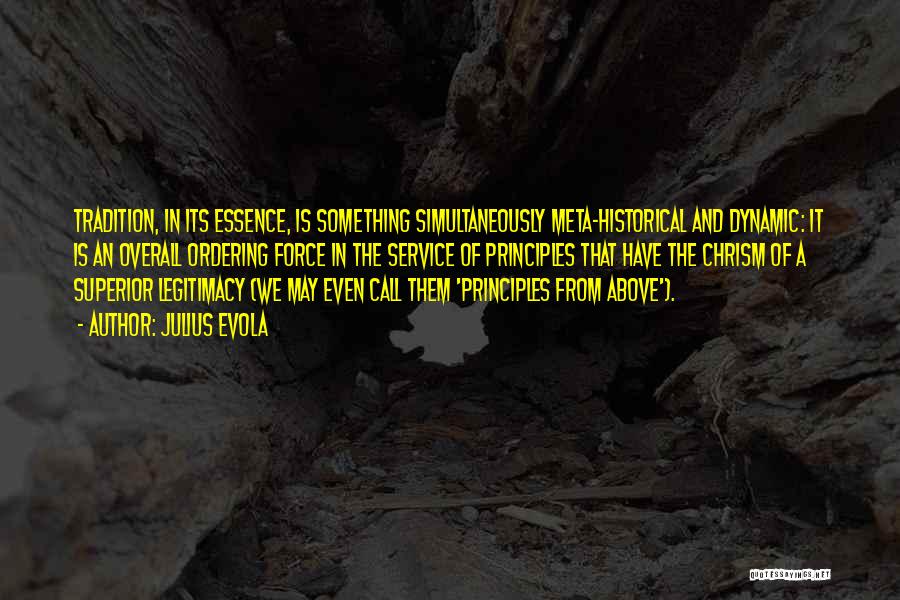 Julius Evola Quotes: Tradition, In Its Essence, Is Something Simultaneously Meta-historical And Dynamic: It Is An Overall Ordering Force In The Service Of