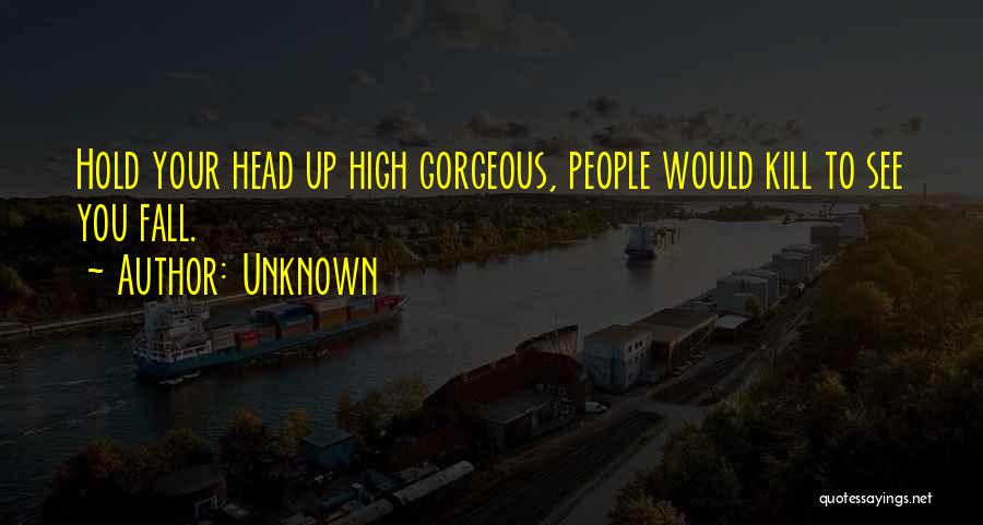 Unknown Quotes: Hold Your Head Up High Gorgeous, People Would Kill To See You Fall.