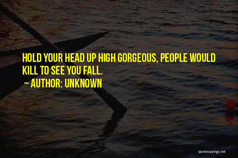 Unknown Quotes: Hold Your Head Up High Gorgeous, People Would Kill To See You Fall.