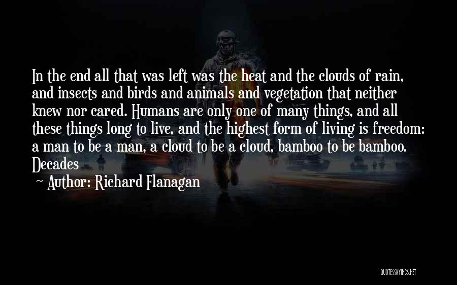 Richard Flanagan Quotes: In The End All That Was Left Was The Heat And The Clouds Of Rain, And Insects And Birds And