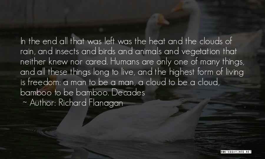 Richard Flanagan Quotes: In The End All That Was Left Was The Heat And The Clouds Of Rain, And Insects And Birds And