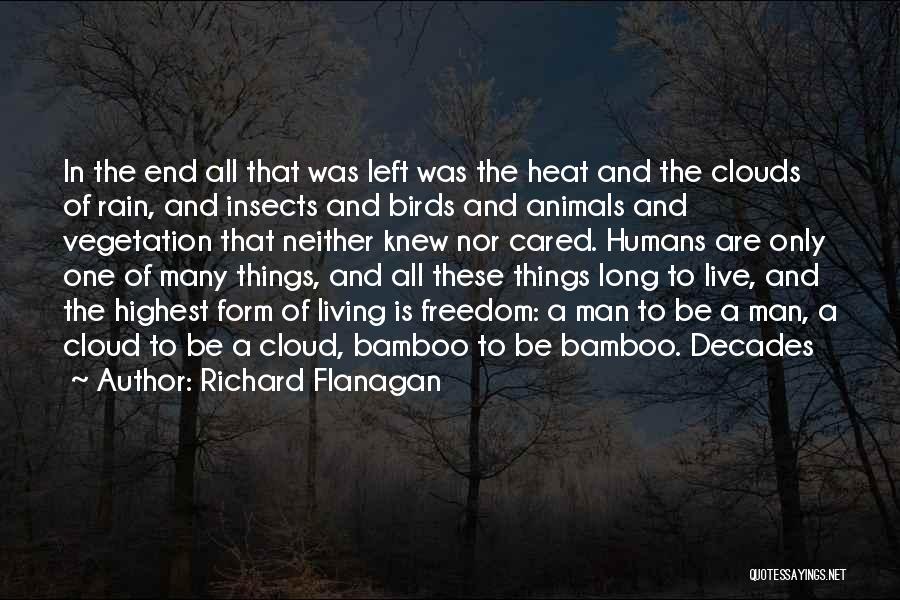 Richard Flanagan Quotes: In The End All That Was Left Was The Heat And The Clouds Of Rain, And Insects And Birds And