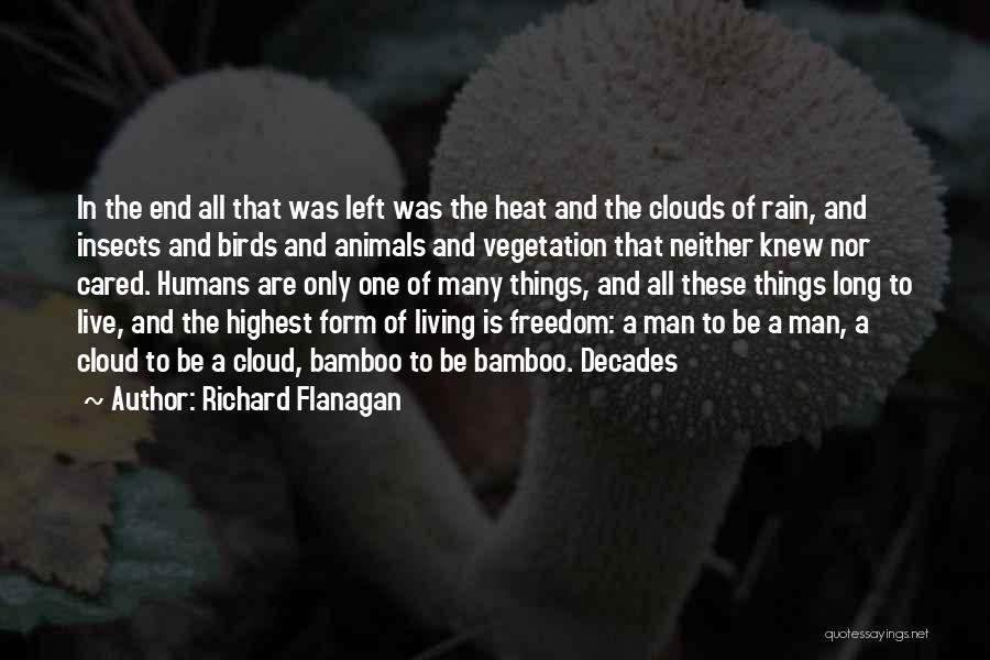 Richard Flanagan Quotes: In The End All That Was Left Was The Heat And The Clouds Of Rain, And Insects And Birds And