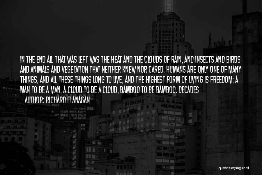 Richard Flanagan Quotes: In The End All That Was Left Was The Heat And The Clouds Of Rain, And Insects And Birds And