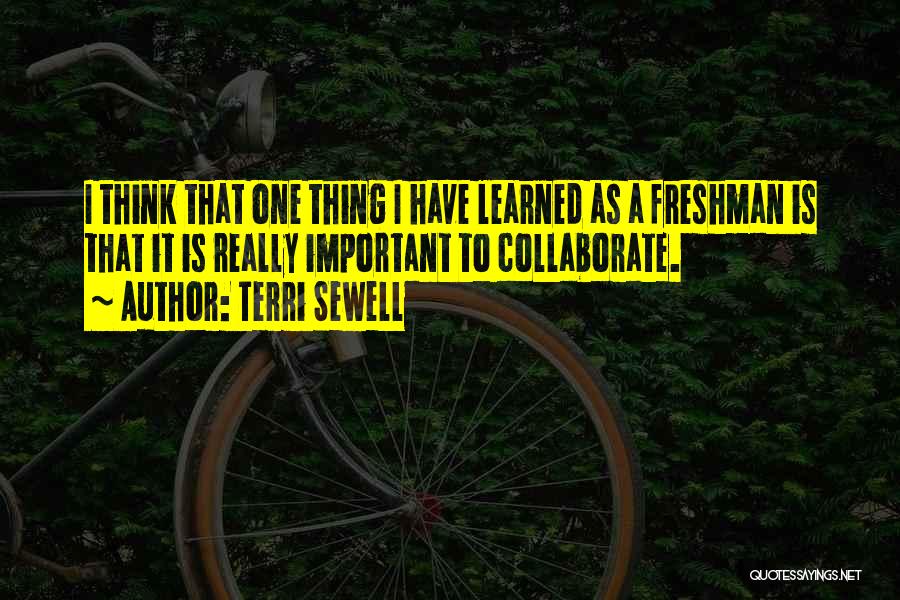 Terri Sewell Quotes: I Think That One Thing I Have Learned As A Freshman Is That It Is Really Important To Collaborate.