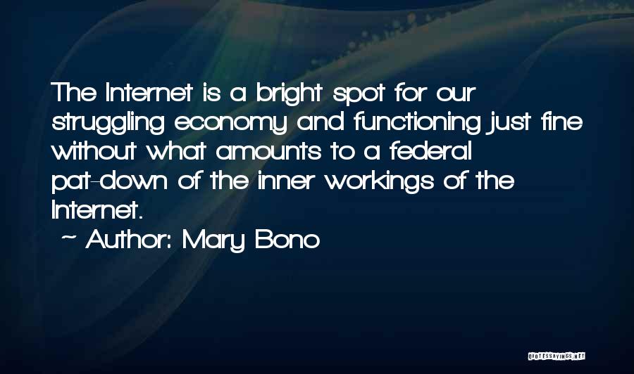 Mary Bono Quotes: The Internet Is A Bright Spot For Our Struggling Economy And Functioning Just Fine Without What Amounts To A Federal