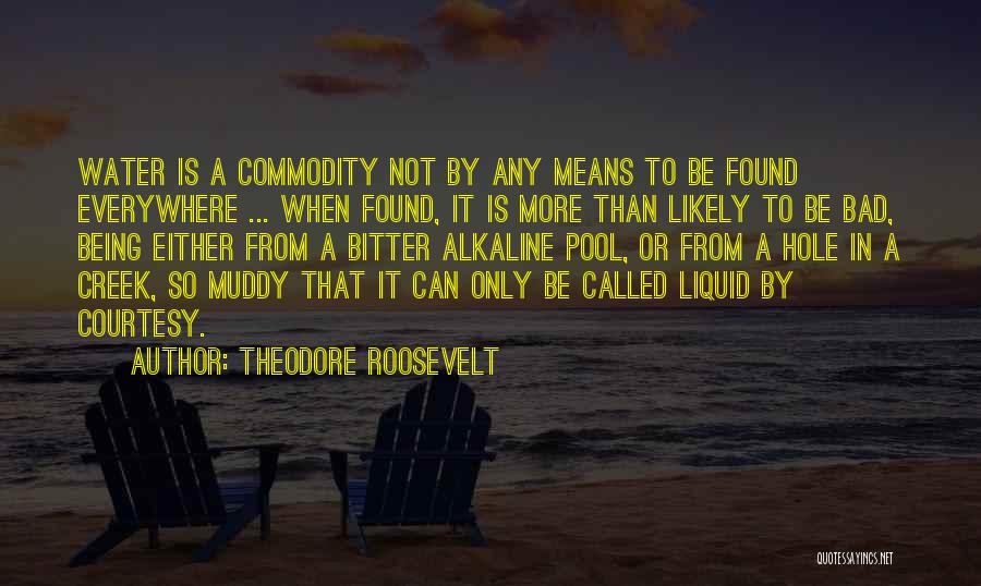 Theodore Roosevelt Quotes: Water Is A Commodity Not By Any Means To Be Found Everywhere ... When Found, It Is More Than Likely