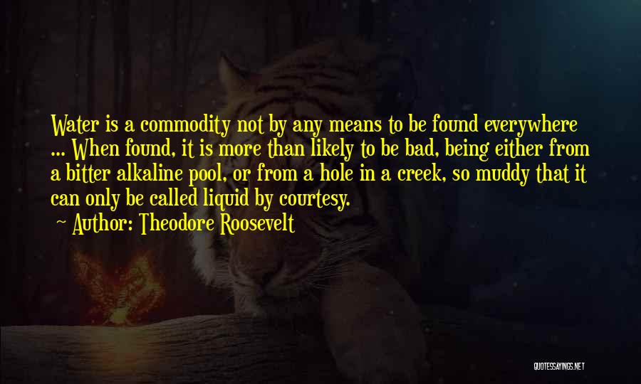 Theodore Roosevelt Quotes: Water Is A Commodity Not By Any Means To Be Found Everywhere ... When Found, It Is More Than Likely