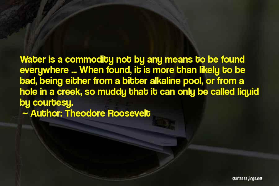 Theodore Roosevelt Quotes: Water Is A Commodity Not By Any Means To Be Found Everywhere ... When Found, It Is More Than Likely