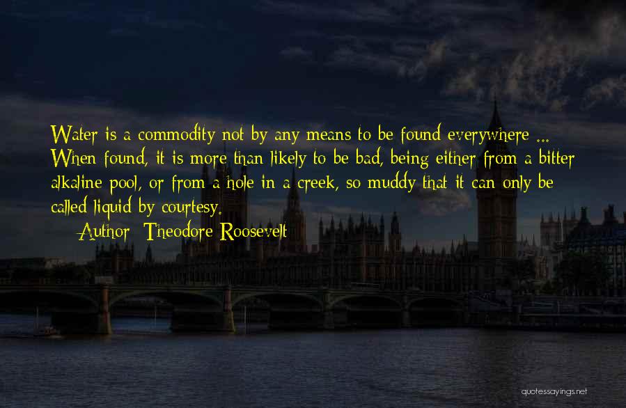 Theodore Roosevelt Quotes: Water Is A Commodity Not By Any Means To Be Found Everywhere ... When Found, It Is More Than Likely