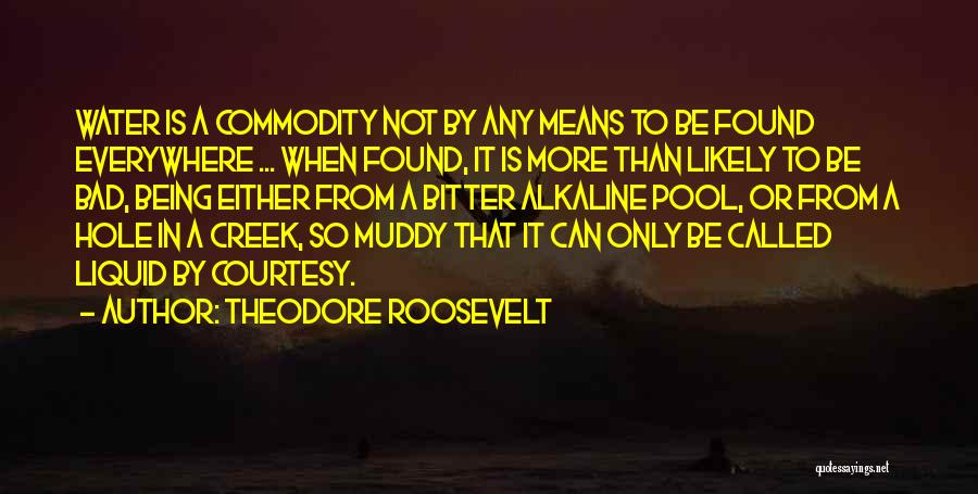 Theodore Roosevelt Quotes: Water Is A Commodity Not By Any Means To Be Found Everywhere ... When Found, It Is More Than Likely