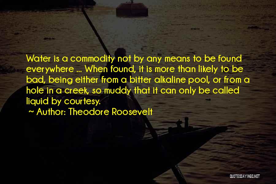 Theodore Roosevelt Quotes: Water Is A Commodity Not By Any Means To Be Found Everywhere ... When Found, It Is More Than Likely