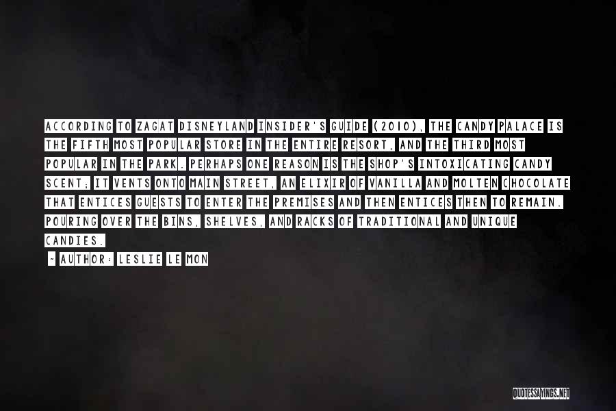 Leslie Le Mon Quotes: According To Zagat Disneyland Insider's Guide (2010), The Candy Palace Is The Fifth Most Popular Store In The Entire Resort,