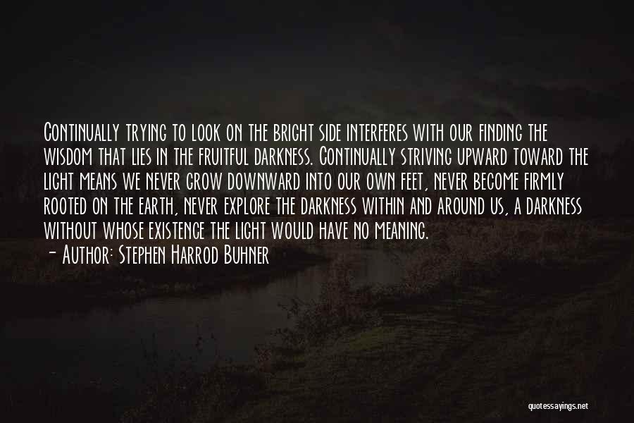 Stephen Harrod Buhner Quotes: Continually Trying To Look On The Bright Side Interferes With Our Finding The Wisdom That Lies In The Fruitful Darkness.